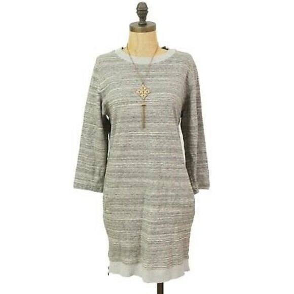 Vince Sweatshirt Tunic Dress Size S Side Zips Melange Space Dye Gray EUC B90 - Picture 3 of 6